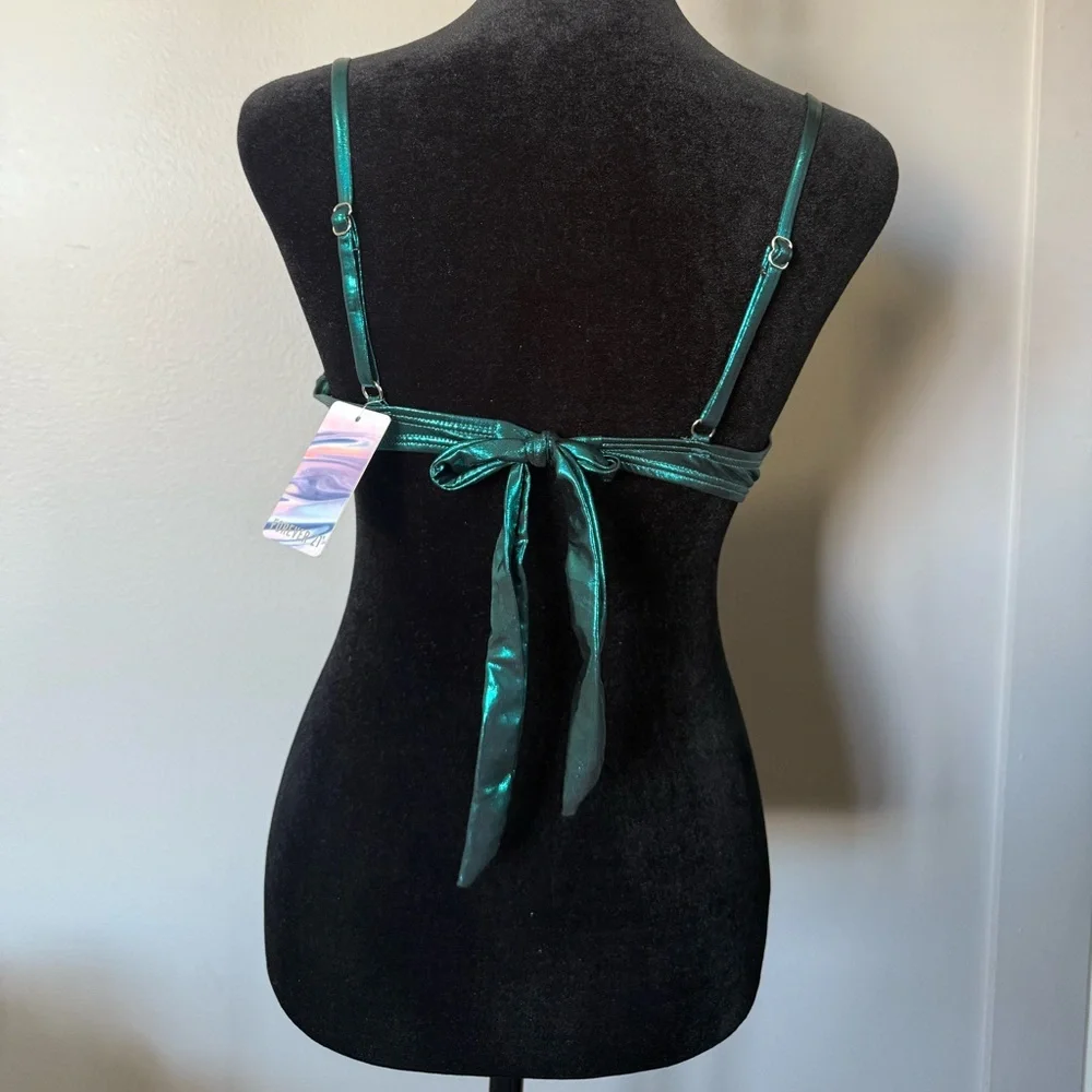 Metallic Emerald Bikini Top - Picture 2 of 4